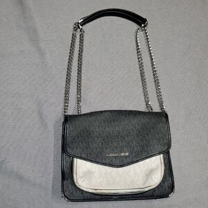 Michael Kors Black and Silver Shoulder Bag